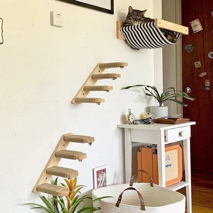 Toy: Cat Climbing Shelf Wall Mounted Four Step Stairway With Sisal Scratching Post For Cats Tree Tower Platform Jumping Pet Furniture