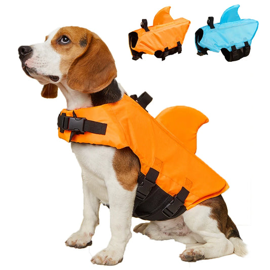 Shark Dog Life Jacket Enhanced Buoyancy Small Dogs Swimming Clothes Safety Vest with Handle for Medium Large Dogs Surfing