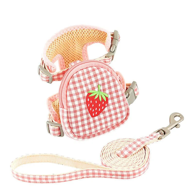 Cat Harness with Backpack Prevent Break Free Breathable Chest Strap Pet Traction Rope Set Teddy Mini Dog Walking Pet Supplies