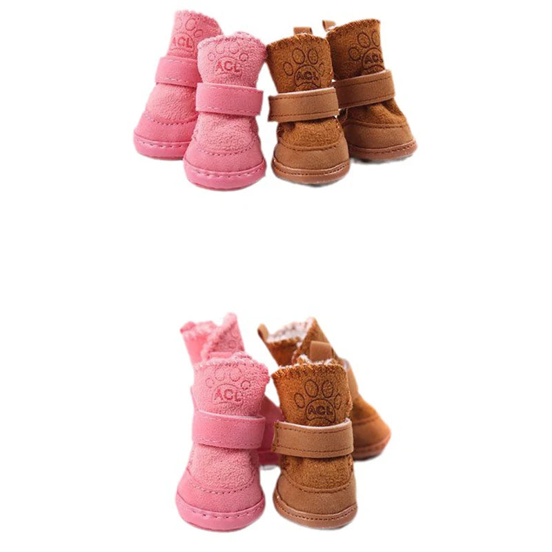 4pcs/set Pet Dog Shoes Winter Warm Shoes for Small Medium Dogs Anti-slip Puppy Rain Snow Boots Footwear Cat Dog Walking Sneakers