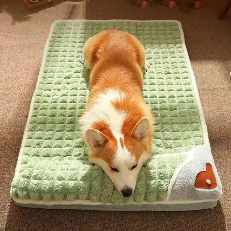 Bed: MADDEN Winter Warm Dog Mat Luxury Sofa for Small Medium Dogs Plaid Bed for Cats Dogs Fluff Sleeping Removable Washable Pet Beds