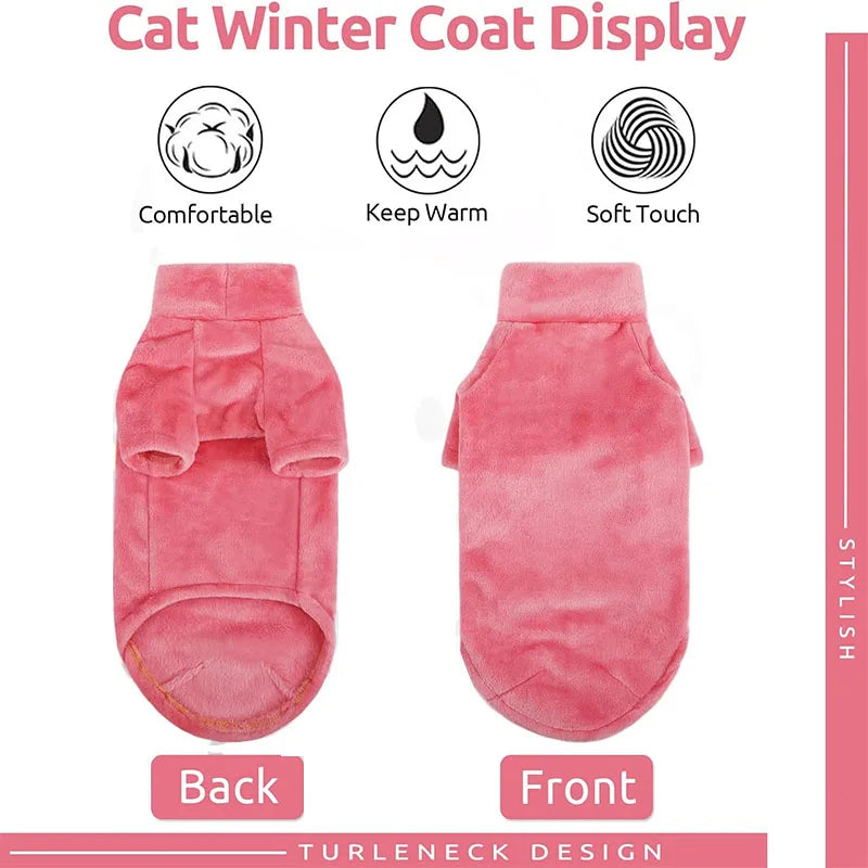 Clothes: Sphynx Cat Sweater Coat Turtleneck Winter Warm Hairless Cat Clothes Soft Fluff Pullover Shirt Puppy Jacket Chihuahua Clothing