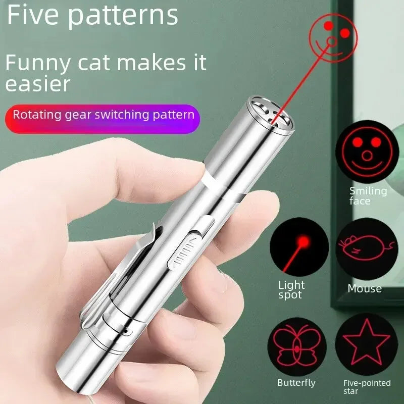 Multi Functional Upgrade USB Direct Charging Infrared Cat Toy Laser Pattern Projection Interactive Cat Stick Pet Toy Supplies