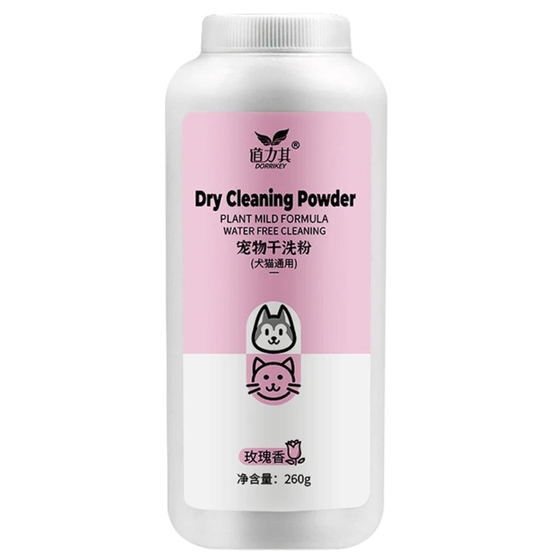 Dry Powder Shampoo for Dogs and Cats Cleaning and Deodorizing Gentle Shampoo for Pet Household No Water Needed