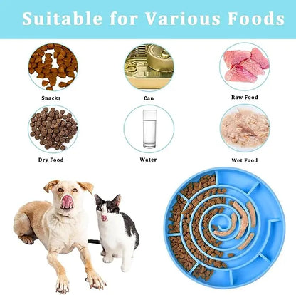 Pet supplies Slow Food  Bowl Cat Anti-Knockover Anti-Slip Food Bowl Puppy Anti-choking Silicone Toy Food Plate