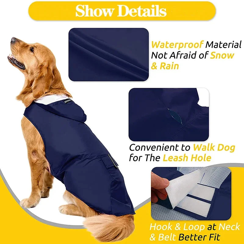 Clothes: Dog Raincoat Small Large Dogs Waterproof Pet Clothes Reflective Dogs Rain Coats Hooded Jacket Raincoat Chihuahua Pet Supplies