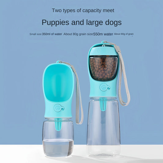 Dog Cat  Portable Feeding and Watering Supplies Portable Food Grade Material Dog Travel Pet Water Cup Bottle With Food Dispenser