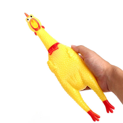 16cm 29cm 35cm New Pets Dog Squeak Toys Screaming Chicken Squeeze Sound Dog Chew Toy Durable Funny Yellow Rubber Vent Chicken