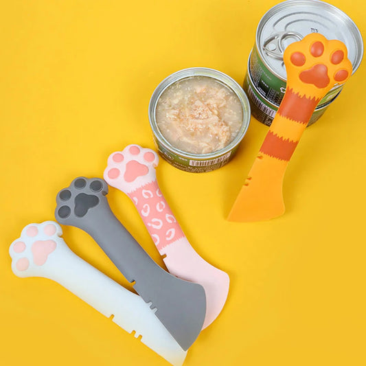 Cute Cats Paw Multifunction Pets Canned Spoon Plastic Jar Opener Puppy Feeding Food Scoop Cats Dogs Feeder Shovel Pets Tableware