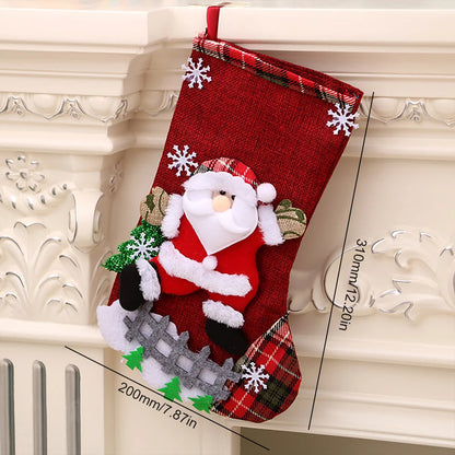 4Pcs Christmas Stockings Set Large Capacity Christmas Ornament Sock Plush Santa Claus/Snowman/Bear/Elk for Home Classroom Party