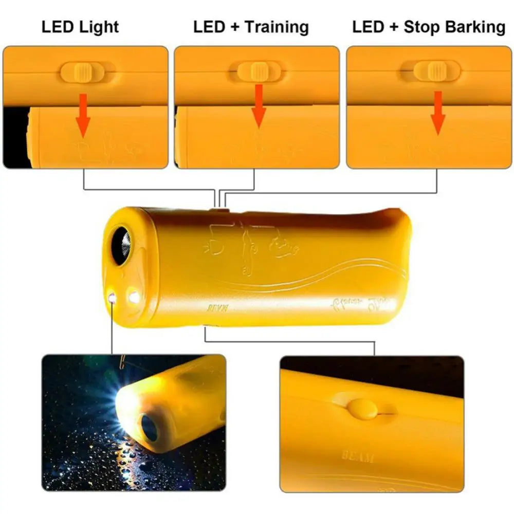 Dog Ultrasonic Anti Barking Device 3 In 1 Dog Training Anti-barking Device With Flash Light Outdoor Dogs Pets Repellent Training