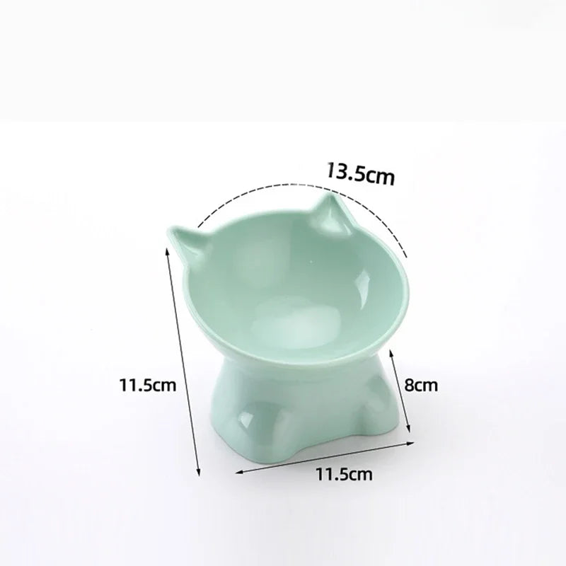 Tilted Dog Cat Food Bowl Pet Neck Protector Pet Feeding Dessert Snack Dish Plate