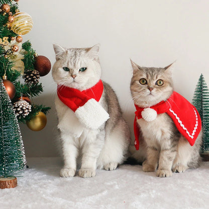 Cute Pet Christmas Ornaments Winter Plush Xmas Hat Scarf Headwear Cats Dogs Santa New Year Cosplay Costume Pet Accessories