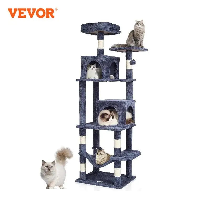 Toy: VEVOR Cat Tree for Indoor Cats  63" Cat Tower with 2 Cat Condos  Sisal Scratching Post   Large Cat Furniture Activity Center