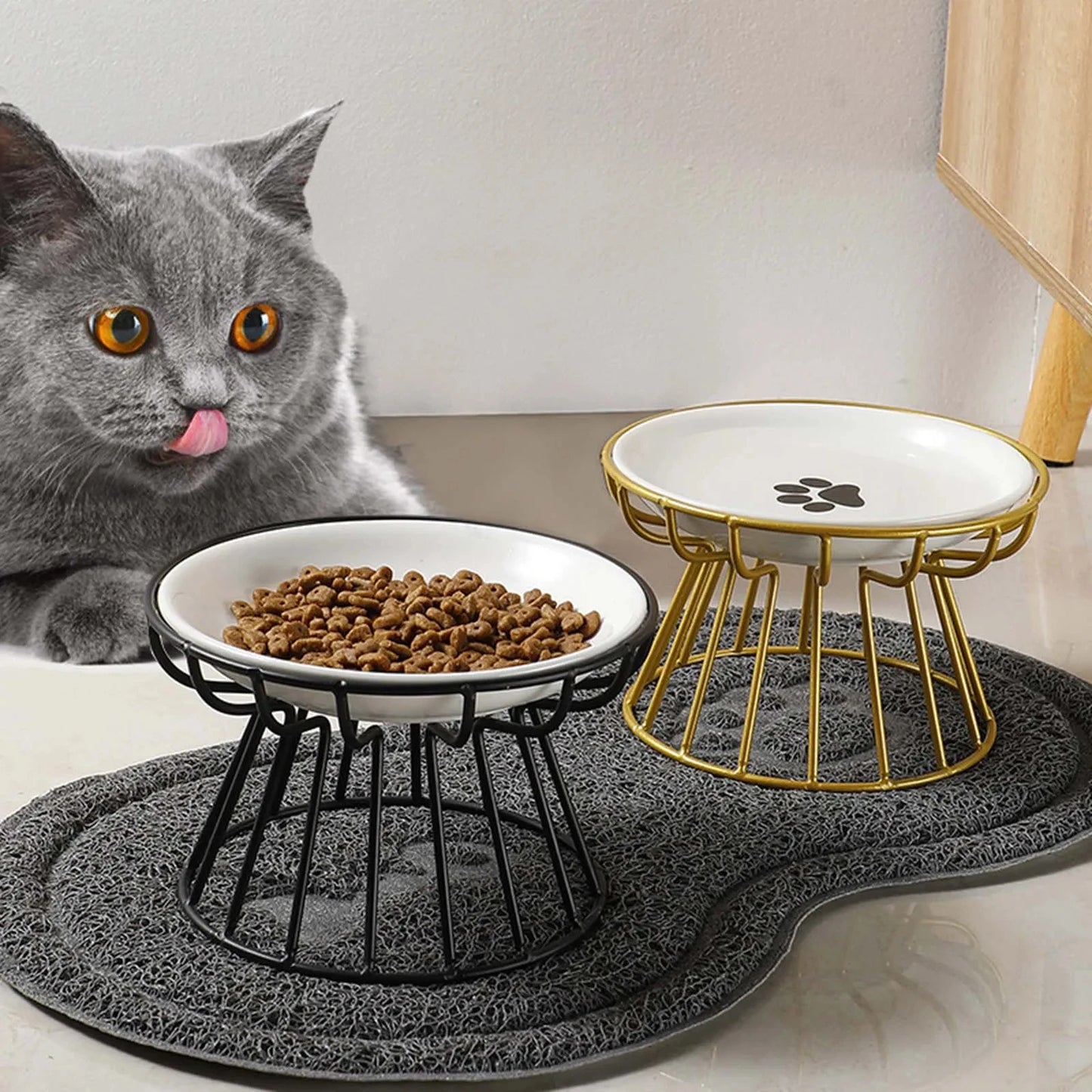 Food: Ceramic Raised Pet Bowl Food Water Treats for Cats & Dogs Supplies Outdoor Feeding Drinking Accessories Doggie Cat Stand Bowl