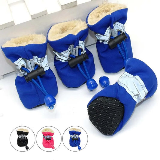 4pcs Antiskid Puppy Shoes Pet Protection Soft-soled Pet Shoes Winter Waterproof Prewalkers Soft Supplies Pet Paw Care Supplies