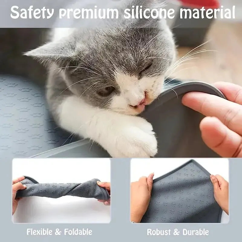 Pet Placemat Nonspill Easy to Clean Foldable Cat and Dog Feeding Mat Silicone Non-slip Waterproof Pet Mat