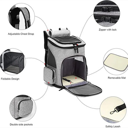 Pet Supplies Out Puppy Backpack Expandable Pet Bag Large Capacity Breathable Portable Cat Backpack Foldable Dog Bag