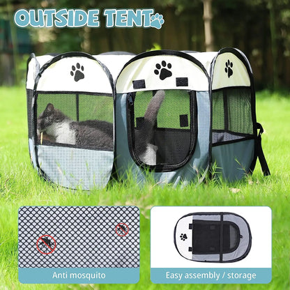 Portable Foldable Cat Tent Cat House Portable Folding Outdoor Travel Pet Tent Cat/Dog Cage Easy Operation Large Cat/Dog Fences