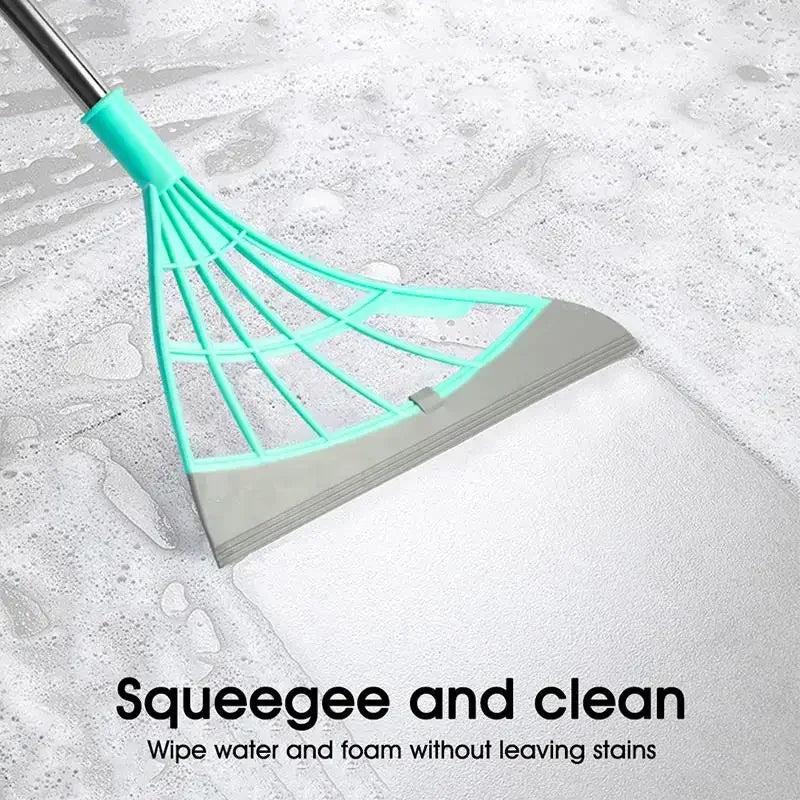 Clean: 2PCS/Set Silicone Magic Broom Window Washing Wiper Squeegee Hand-push Pet Hair Dust Spatula Household Floor Mirror Cleaning