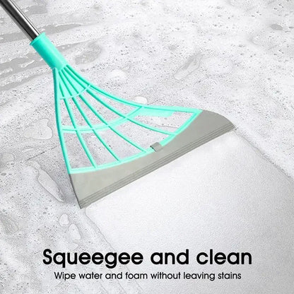 Clean: 2PCS/Set Silicone Magic Broom Window Washing Wiper Squeegee Hand-push Pet Hair Dust Spatula Household Floor Mirror Cleaning