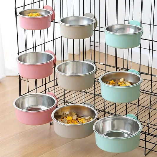 Pet Bowl Anti Tipping Adjustable Stainless Steel Pet Bowl, Perfect Hanging Feeder for Providing Food and Water for Dogs