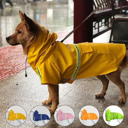 Clothes: Large Dog Raincoat Corgi Cloak Style Puppy Waterproof Dog Clothes Reflective Pet Windproof Rainproof Hooded Raincoat for Dog