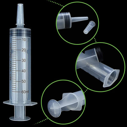 60ml/100ML Feeding Syringe Glue Filling Enema Syringe Nutrient Sterile Without Needle Watering for Industrial Hydroponics