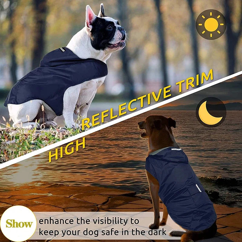 Clothes: Dog Raincoat Small Large Dogs Waterproof Pet Clothes Reflective Dogs Rain Coats Hooded Jacket Raincoat Chihuahua Pet Supplies