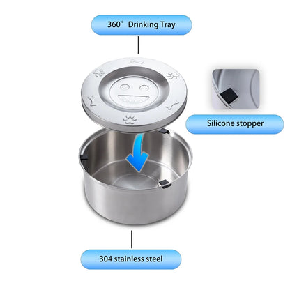 Dog Floating  Bowl No Spill Anti-Splash and Non-Slip ，Dog Water Dispenserwl 1L/3L Stainless Steel Dog Cat Pet Water  Feeder Bowl