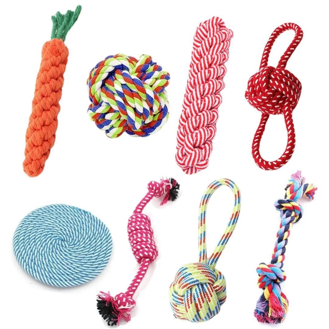 1PC Dog Rot Knot Ball Cotton Rope Dumbbell Puppy Cleaning Teeth Chew Toy Durable Braided Bite Resistant Pet Supplies