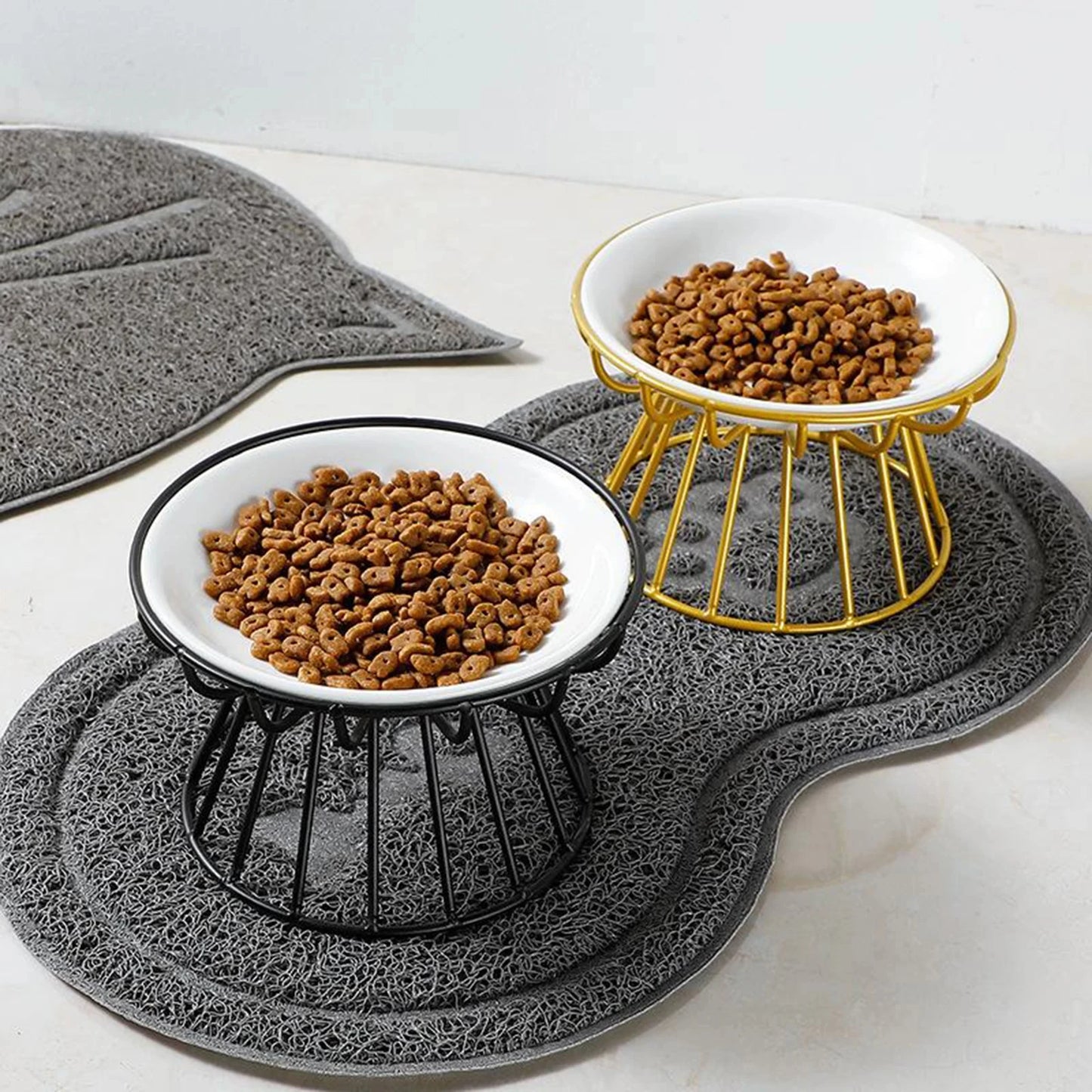 Food: Ceramic Raised Pet Bowl Food Water Treats for Cats & Dogs Supplies Outdoor Feeding Drinking Accessories Doggie Cat Stand Bowl