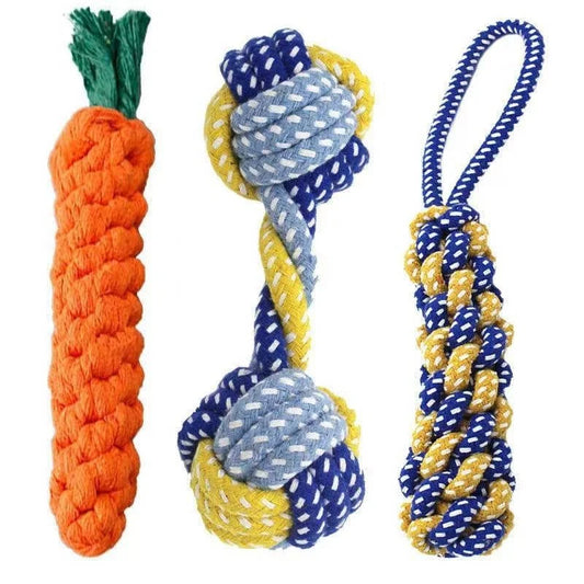 1PC Dog Rot Knot Ball Cotton Rope Dumbbell Puppy Cleaning Teeth Chew Toy Durable Braided Bite Resistant Pet Supplies