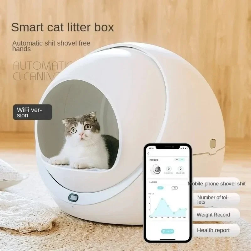 Petree Automatic Cat Litter Box Self Cleaning Smart Cat Toilet EnClosed Pet Tray APP Remote Control Sand Box Arenero Gato