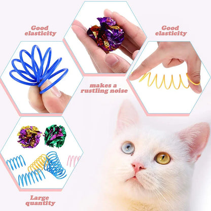 14 Pack Spring Paper Hair Ball Cat Toy Set Cat Toy Interactive  Pet Products for Cat Toys Pet Accessories