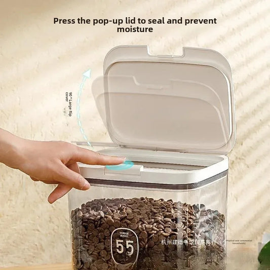 Food: Pet Food Storage Sealed Container Dog And Cat Feed Storage Box Trendy Anti-Leak Sealer For Home Use Pet Supplies