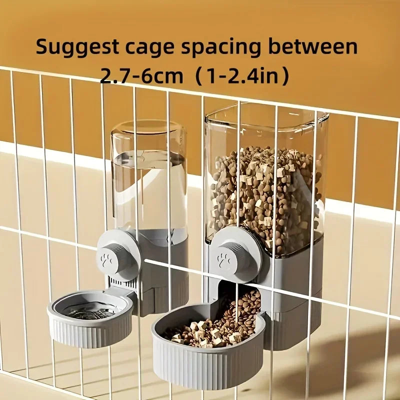 new tepy Hanging Automatic Pet Food Feeder/Water Dispenser, Gravity Cat Auto Feeder Waterer Set With Container Bowl For Cage