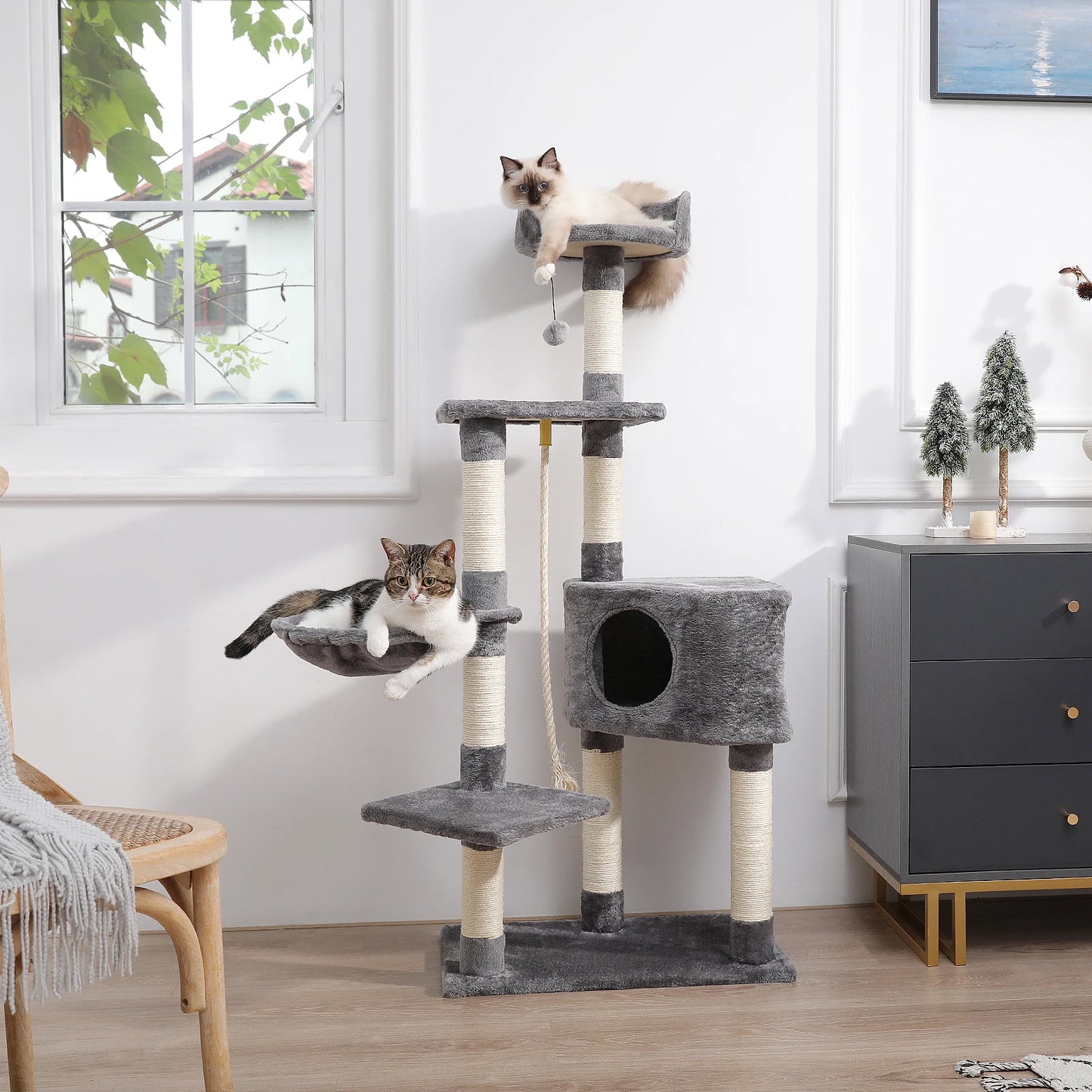 Toy: Cat Scratcher Tower Home Furniture Cat Tree Pets Hammock Sisal Cat Scratching Post Climbing Frame Toy Spacious Perch