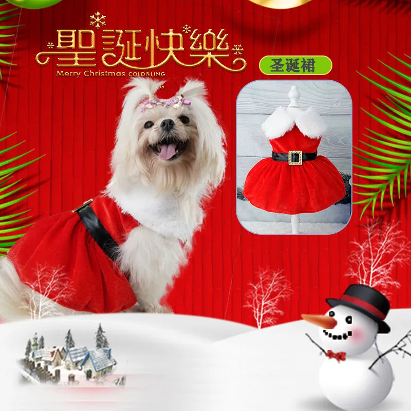 Christmas Dog Dresses For Small Dogs Clothes Summer Christmas Cosplay Cat Pet Dog Dress Fancy Princess Puppy Dress