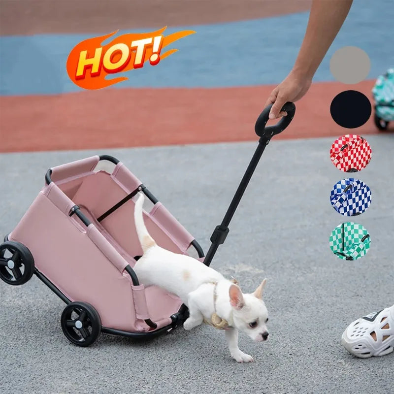 Bag: Foldable Small Pet Stroller, 4 Wheels, Dog,Cat,Teddy,Cart,Rolling Cat Carrier, Pet Carriage for Travelling, Shopping, Walking