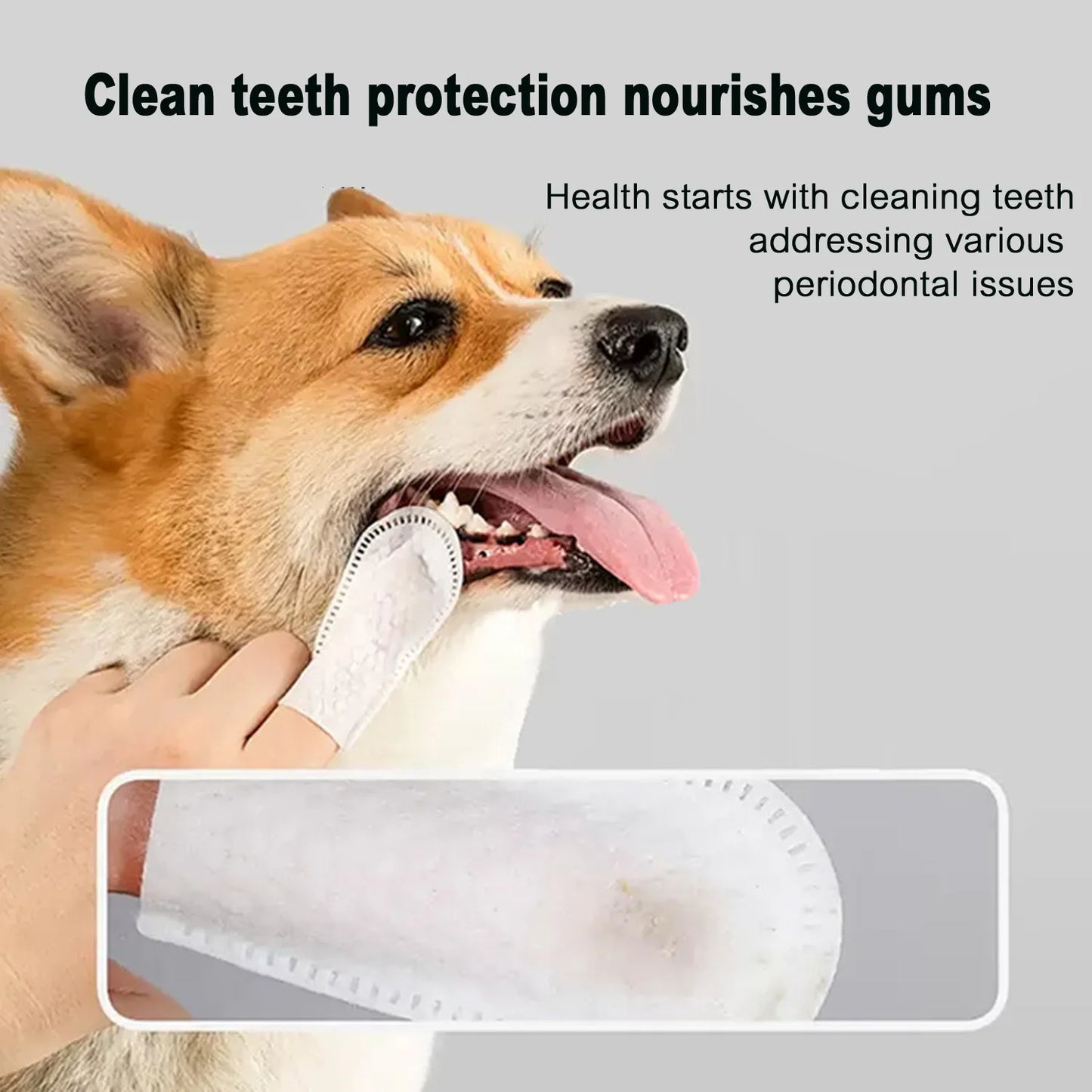 Pet Teeth Cleaning Dental Finger Wipes for Dogs & Cats, Reduces Plaque & Freshens Breath No-Rinse Dog Teeth Care Finger Wipes, E