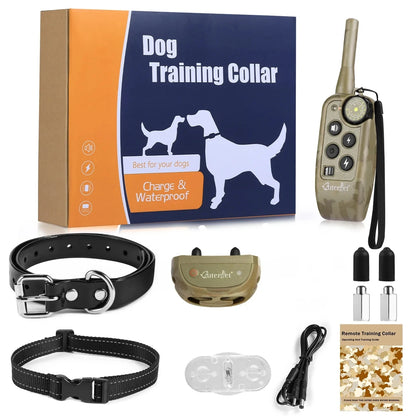 600M Electric Dog Training Collar Remote Control Rechargeable Dog Bast Collar Waterproof Anti Barking Device For All Sizes Dog