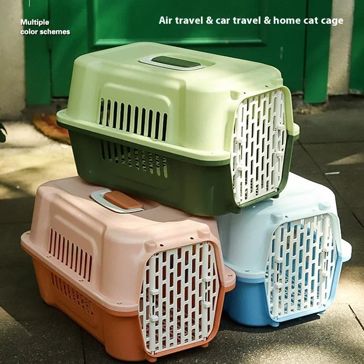 Portable Cat and Small Dog Carrier for Travel, Car Transportation, and Air Freight - Cage & Check Box with Air Holes