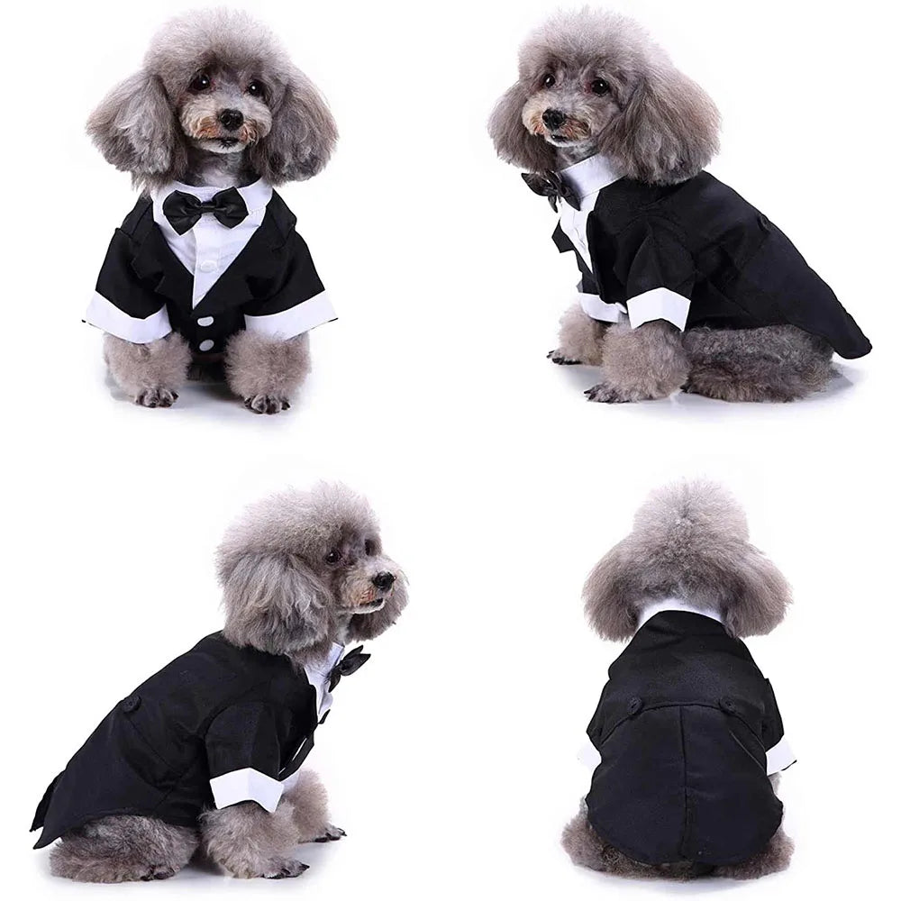 Dog Tuxedo Dog Suit Puppy Pet Tuxedo Wedding Party Costume Dog Prince Bow Tie Shirt Formal Dog Weeding Attire Dogs Cats Clothes