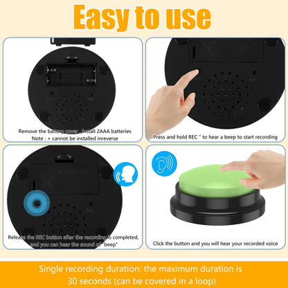 Toy: 4/6Pcs Recordable Dog Training Buttons With Light Pet Interactive Dog Cat Pet Training Buzzer Talking Button Intelligence Toy