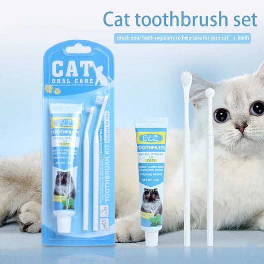 Cat Dog Toothbrush Toothpaste Kit Pet Cleaning Tooth Oral Fresh Cleaner Puppy Kitten Gel Toothpaste Set Pet Grooming Supplies