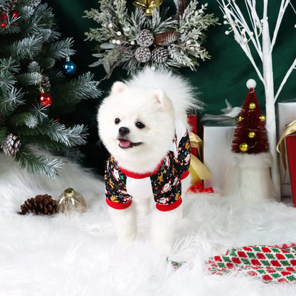 Pet Dog Jumpsuit Soft Dog Clothes with Merrry Christmas Letters Dog Santa Claus Elk Pajamas Costumes Puppy Dog Cat Apparel Chris