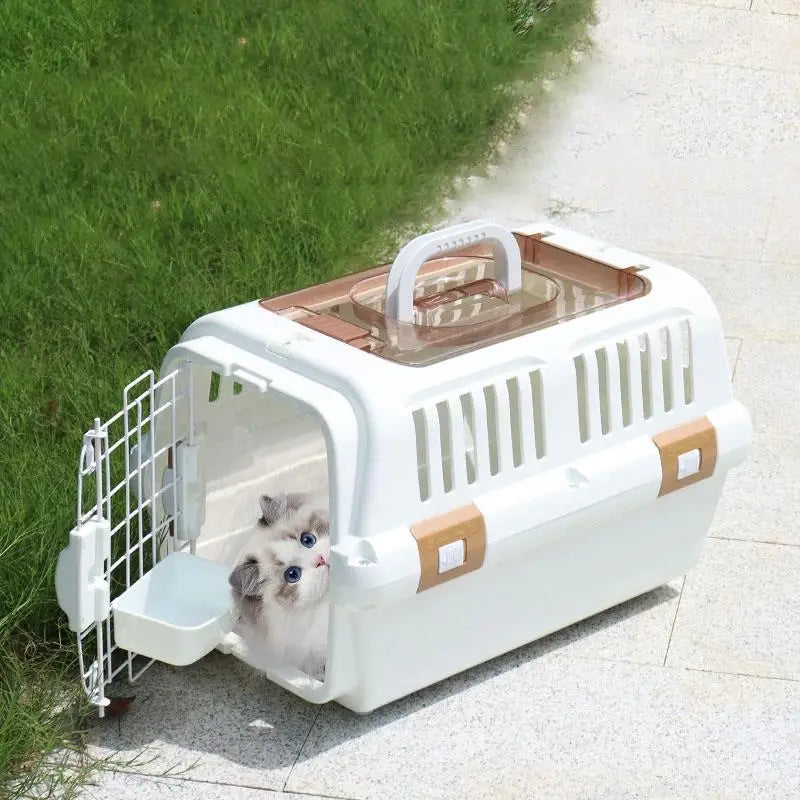 Pet Flight Box, Cat And Dog Shipping Box, Portable Portable Car Cage, Large Plastic Dog Cage With Skylight