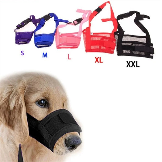 Leash: Anti Barking Dog Muzzle For Small Large Dogs Adjustable Mesh Breathable Pet Mouth Muzzles For Dogs Nylon Straps Dog Accessories