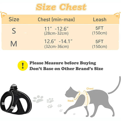 Leash: Cat Harness and Leash for Walking Escape Proof, Adjustable Kitten Vest Harness Reflective Soft Mesh Puppy Harness for Outdoor, C